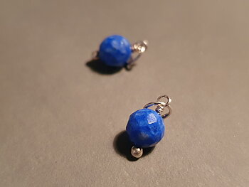 Lapis lazuli fasetterad ca. 6mm kula hänge 925-silver ( månadssten september )