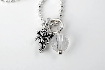 Månadssten set-04, april 6mm fas. bergkristall , 42cm kulkedja, 925-silver