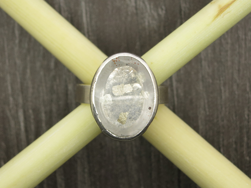 Kvarts med pyritinneslutningar ring. JOD 925-silver - 2
