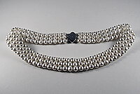 Sötvattenpärlor treradigt halsband, 925-silver