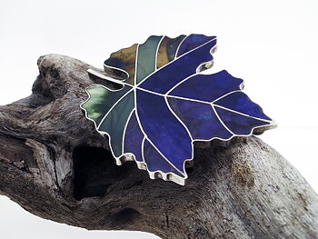 Hänge/Brosch Blad i channel inlay-arbete 925-silver