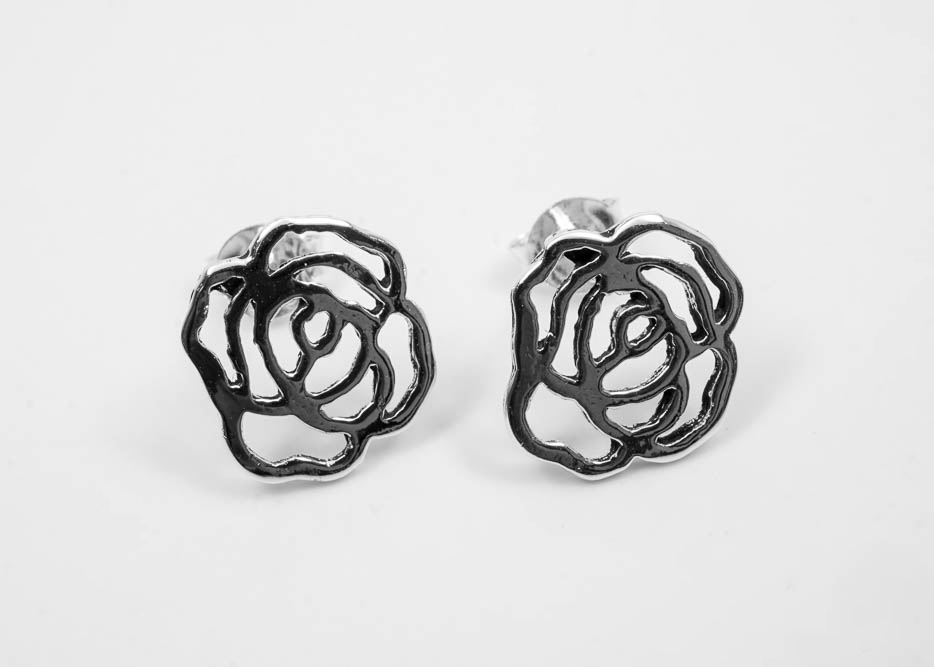 Rose Earring, 925 Silver