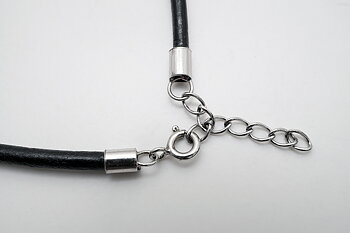 Läderhalsring 3mm svart 47+2,5= 49,5cm 925-silver