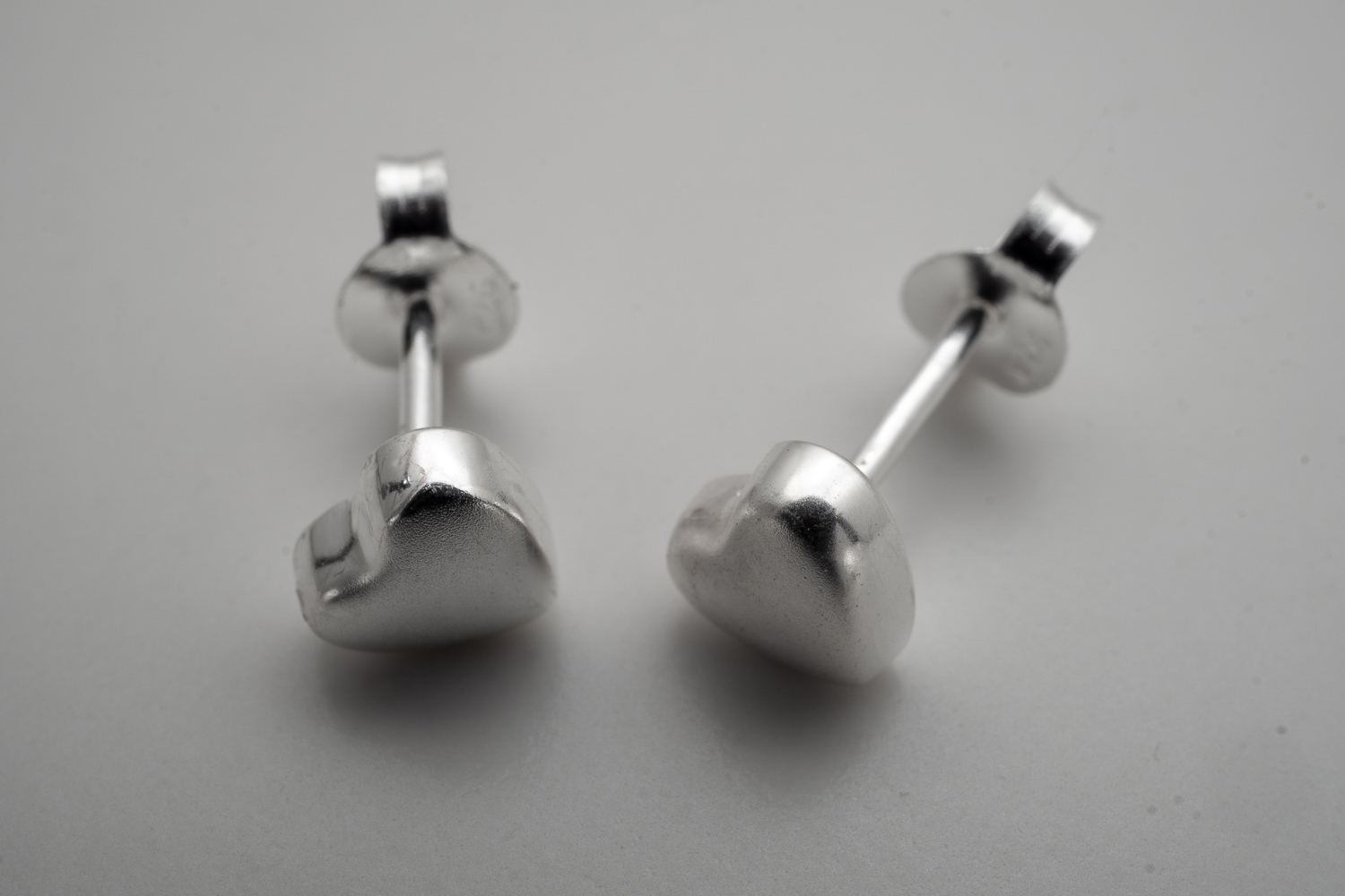 Heart matte approx. 5mm, ear stud, 925-silver - 2