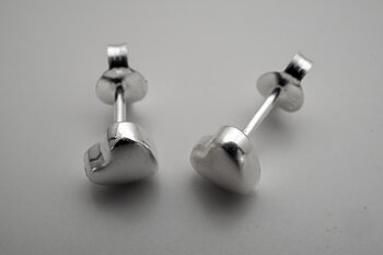 Heart matte approx. 5mm, ear stud, 925-silver