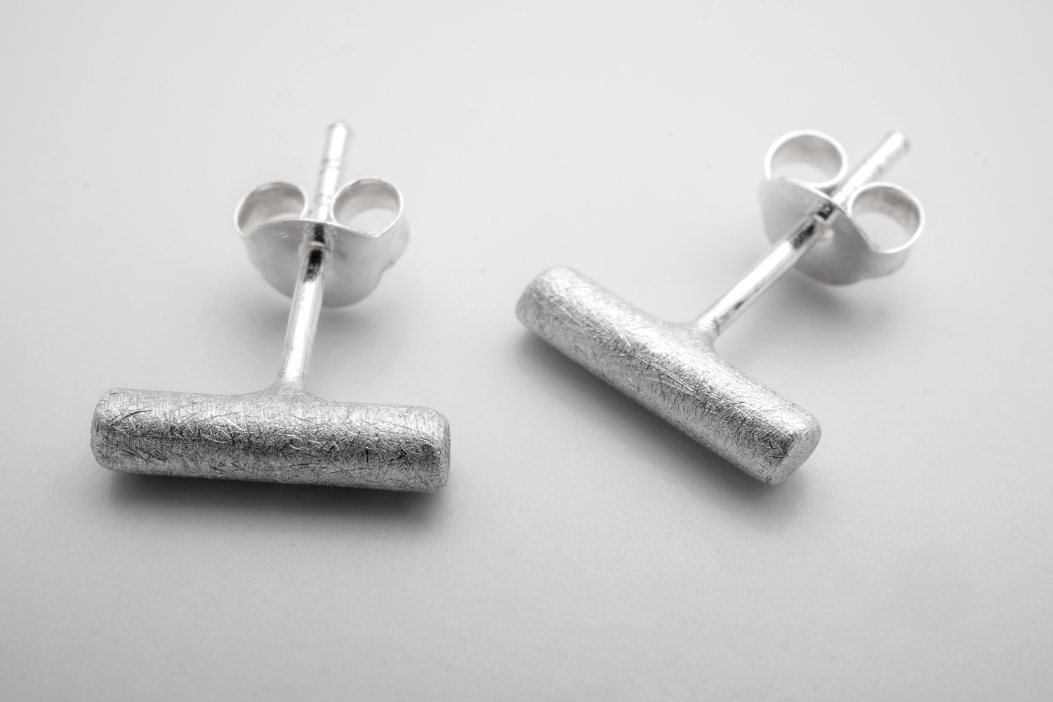 Frosted rod, approx. 10 x 2.45 mm, earring post, 925 silver