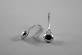 Flat drop approx. 8mm wide, earring, 925 silver
