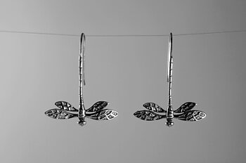 Dragonfly, earrings, sterling silver