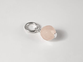 Rosenkvarts fasetterad rund ca. 6mm hänge 925-silver ( månadssten januari )