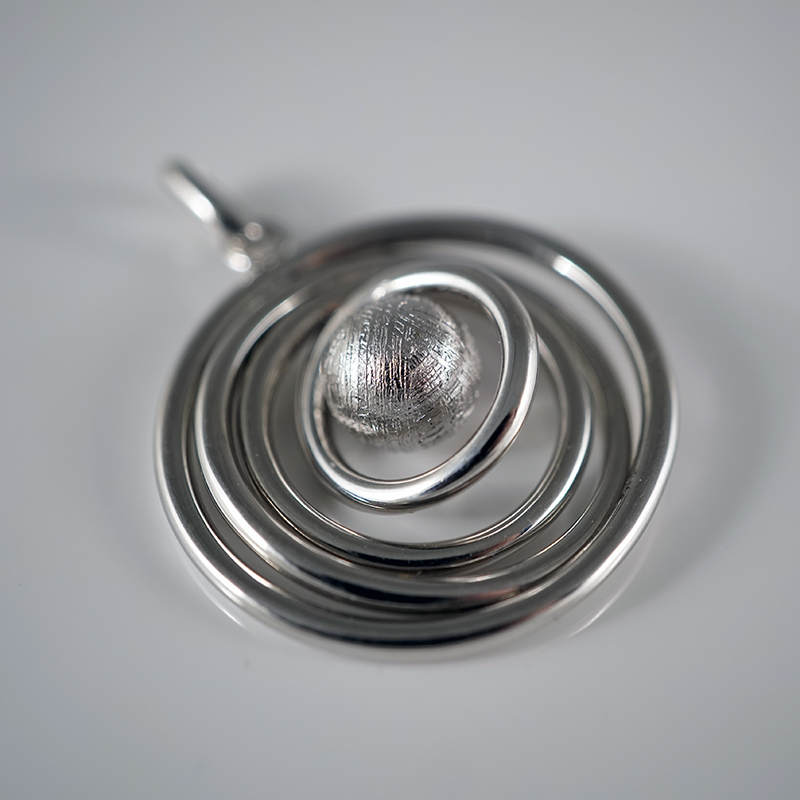 Meteorite pendant, sterling silver