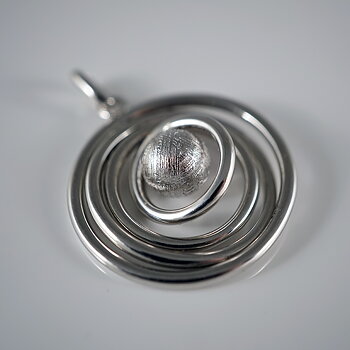 Meteorite pendant, sterling silver