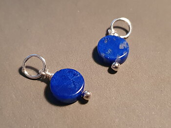 Lapis lazuli puck ca. 8-9mm hänge 925-silver ( månadssten september)