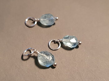 Aquamarine phase. nugget approx. 7-8mm pendant 925-silver ( month stone March )