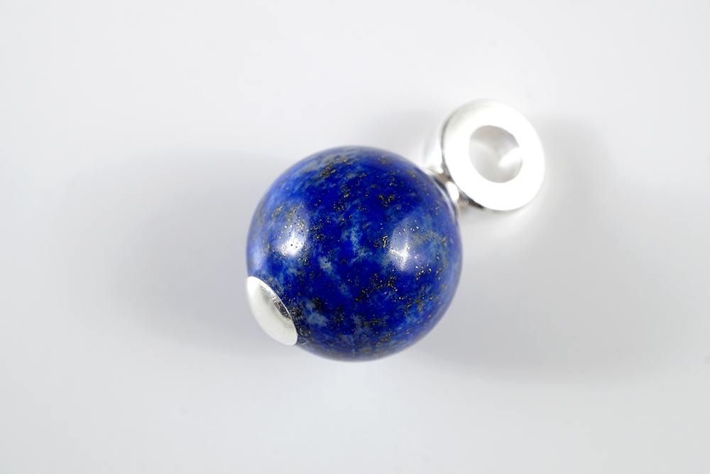 Lapis lazuli kula 14mm hänge med kraftig ögla ca. 3x9mm  925-silver - 2