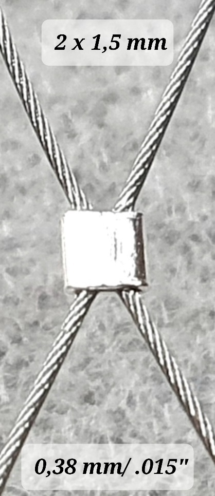 Klämtub lång  2x1,5mm 925-silver 2st/fp pris/fp - 2