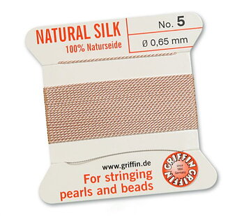 Natural / Light pink 5 100% pearl silk ~0,65 mm 2m 1 needle