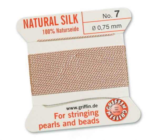 Natural/ Light pink 7, 100% Pearl silk Nr.7 (~0,75 mm) 2m, 1needle