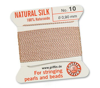 Natural / Light pink 10, 100% Pearl silk ~0,90 mm 2 m 1 needle