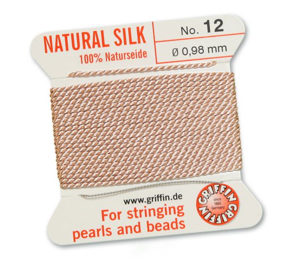 Natural / Light pink 12 pearl silk ~0,98 mm 2m 1 needle