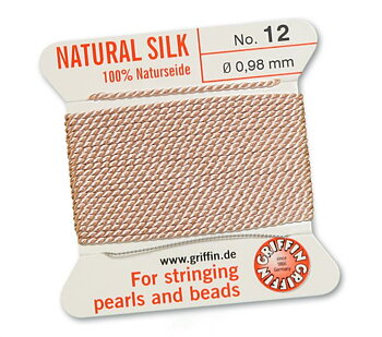 Natural / Light pink 12 pearl silk ~0,98 mm 2m 1 needle