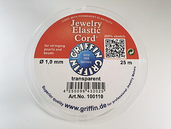 Jewelery Elastic Cord 25m, 1,0mm Transparent ( Griffin )