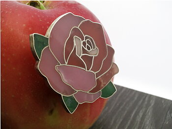 Hänge/Brosch Ros i channel inlay-arbete 925-silver