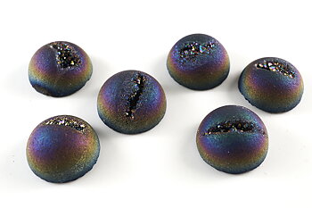 Titaniumpläterad agat med kristalldrushål cab ca. 14mm