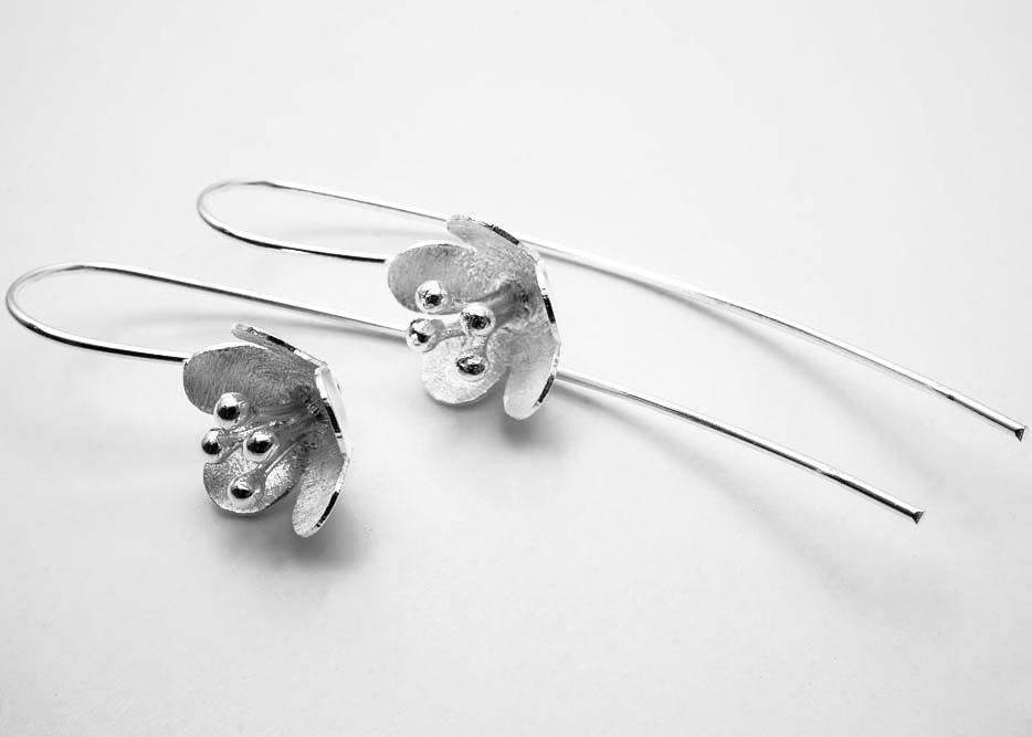Flower ca. 11mm on long ear hook 925-silver