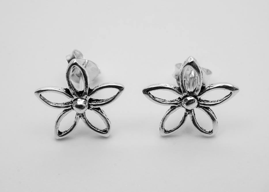 Flower 12mm ear stud, 925-silver