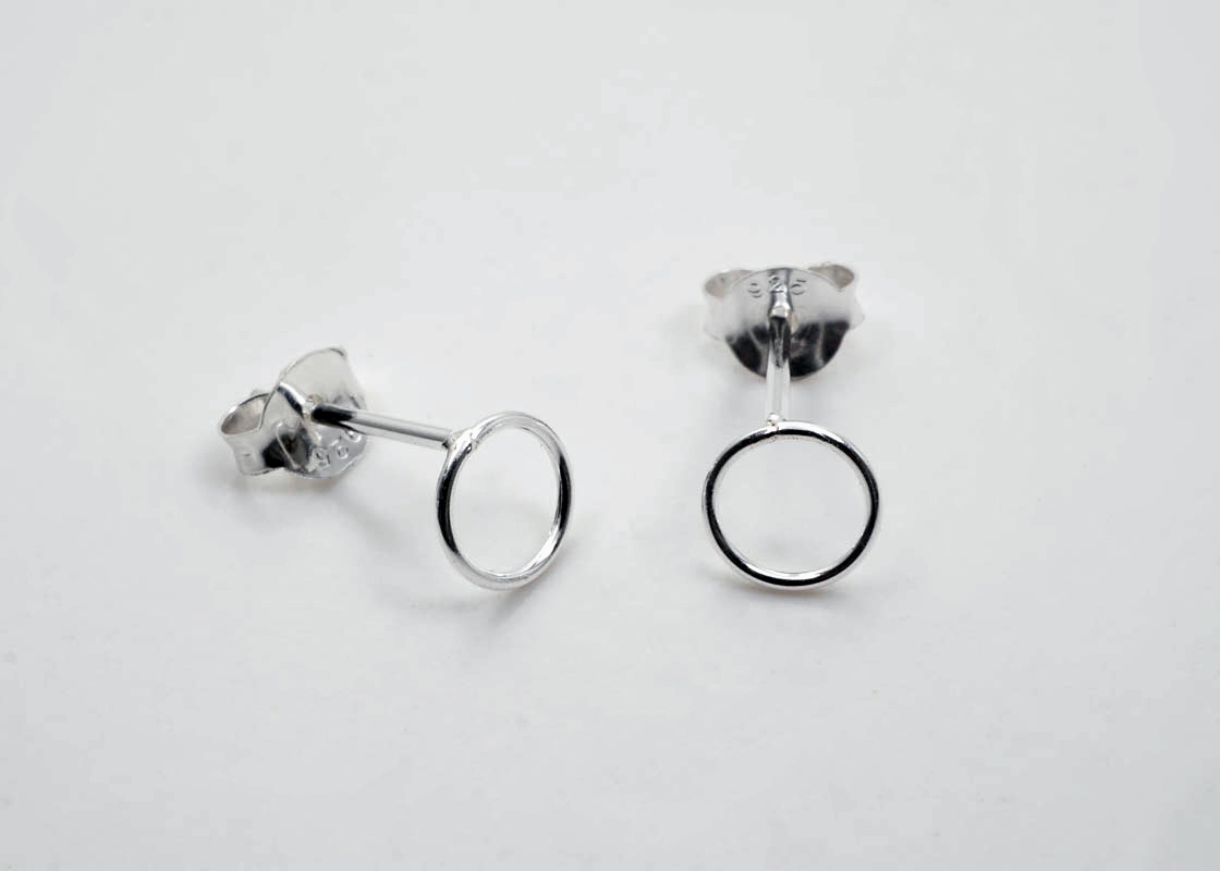 6 mm circle, 925 silver earring post