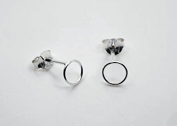 6 mm circle, 925 silver earring post