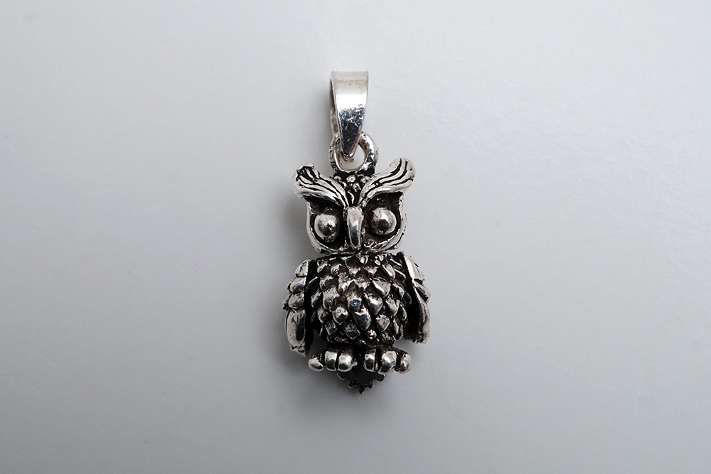 Uggla, rörligt hänge, 925-silver