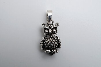 Uggla, rörligt hänge, 925-silver