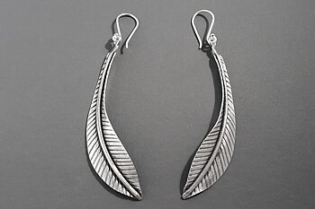 Earrings leaf approx. 70mm long 925-silver