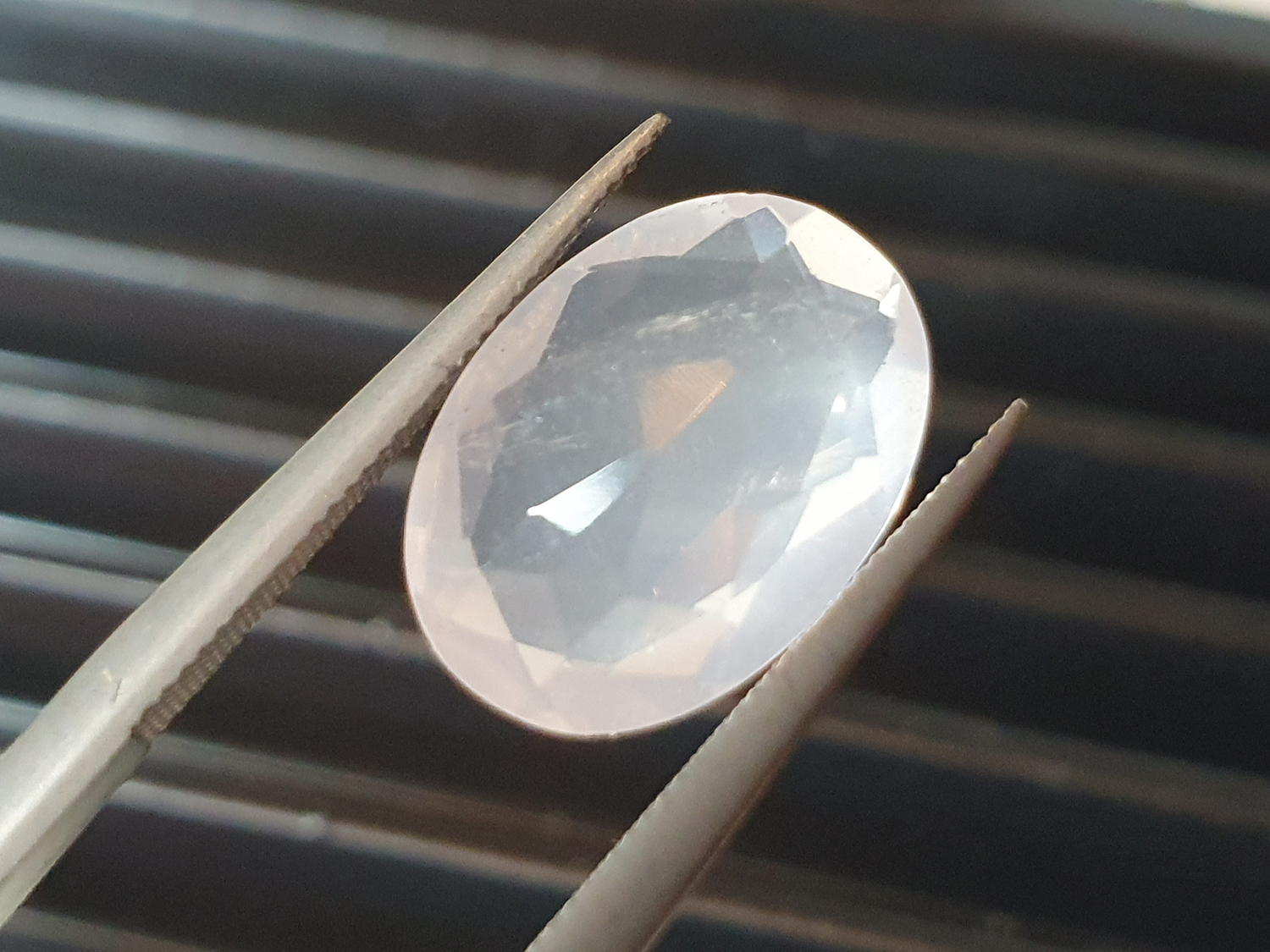 Rosenkvarts, fasettslipad sten oval 10x14mm ( x6mm ) - 3