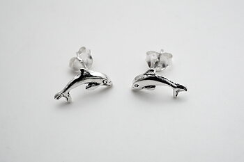 earstick with dolphins, sterling silver