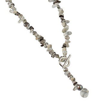 Pearls for Girls halsband gråbrun, längd 50 cm