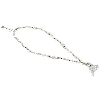 Pearls for Girls. Halsband med vita pärlor och silverhjärta, längd 78 cm