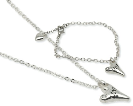 Pearls for Girls. Silverpläterat set halsband och armband