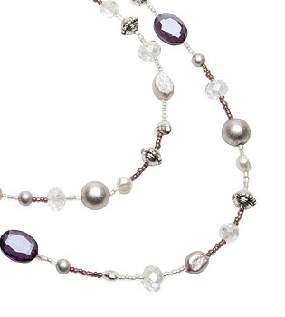 Pearls for Girls. Halsband mix med pärlor och silverdetaljer, längd 110 cm
