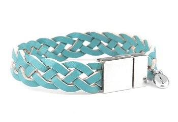 VÅGA smycken, läderarmband flätat, blått