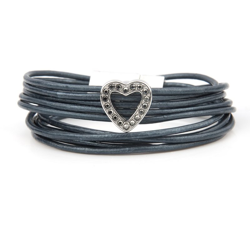 VÅGA smycken, armband, läder jeansblå