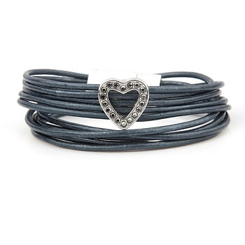 VÅGA smycken, armband, läder jeansblå