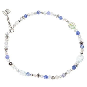 Pearls for Girls. Halsband med blå pärlor, längd 45 cm