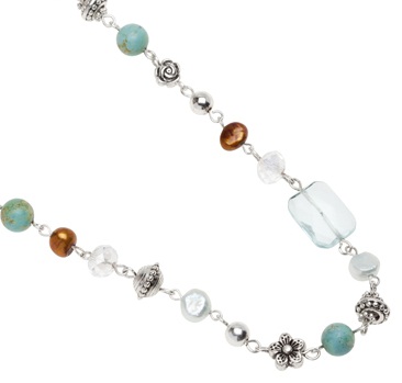 Pearls for Girls. Halsband med gröna pärlor, längd 100 cm