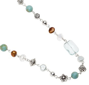 Pearls for Girls. Halsband med gröna pärlor, längd 100 cm