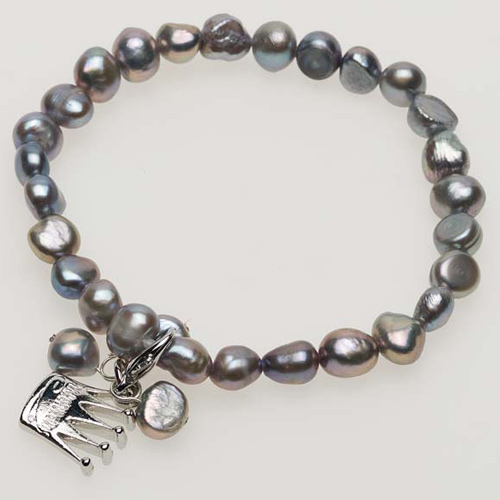 Pearls for Girls. Armband med grå pärlor