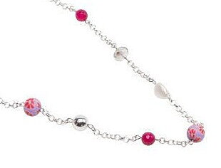 Pearls for Girls. Halsband med röda pärlor, längd 90 cm