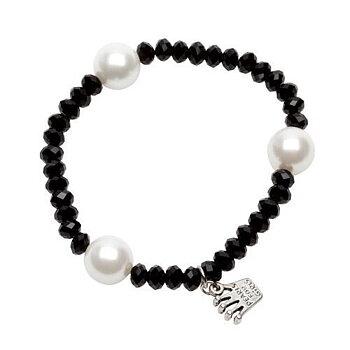 Pearls for Girls. Armband med svarta och vita pärlor