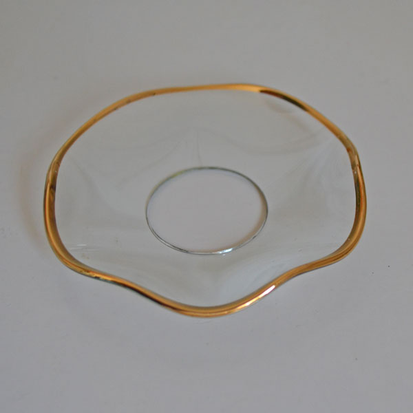 Ljusmanschett i glas - vågig med guldkant - 4